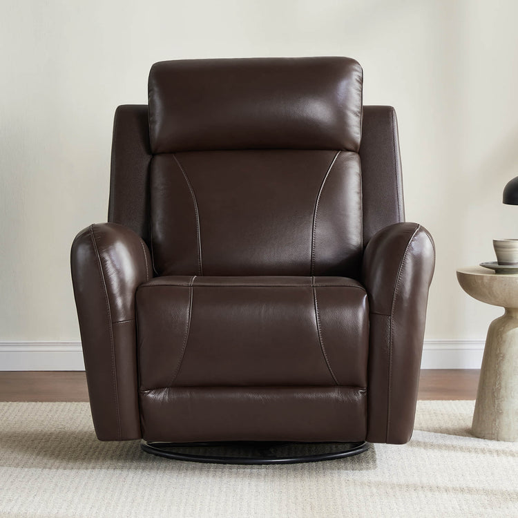 Myles Genuine Leather Swivel Glider Power Recliner