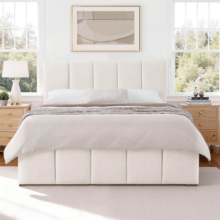 Myron Modern Channel Plush Upholstered Platform Bed