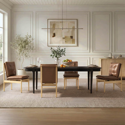 64.6" Nala Rectangular Fluted Wood Dining Table Set for 4-6