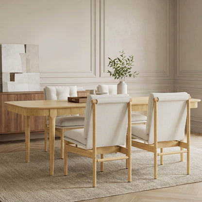 64.6" Nala Rectangular Fluted Wood Dining Table Set for 4-6