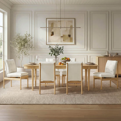 64.6" Nala Rectangular Fluted Wood Dining Table Set for 4-6