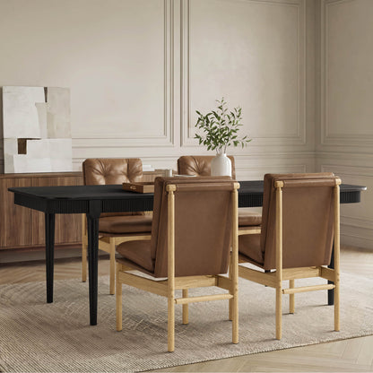 64.6" Nala Rectangular Fluted Wood Dining Table Set for 4-6
