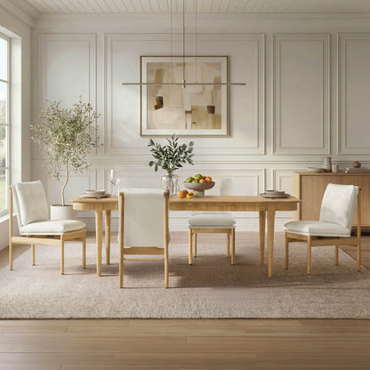 64.6" Nala Rectangular Fluted Wood Dining Table Set for 4-6