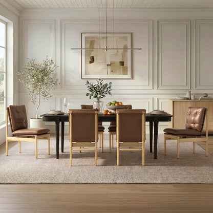 64.6" Nala Rectangular Fluted Wood Dining Table Set for 4-6