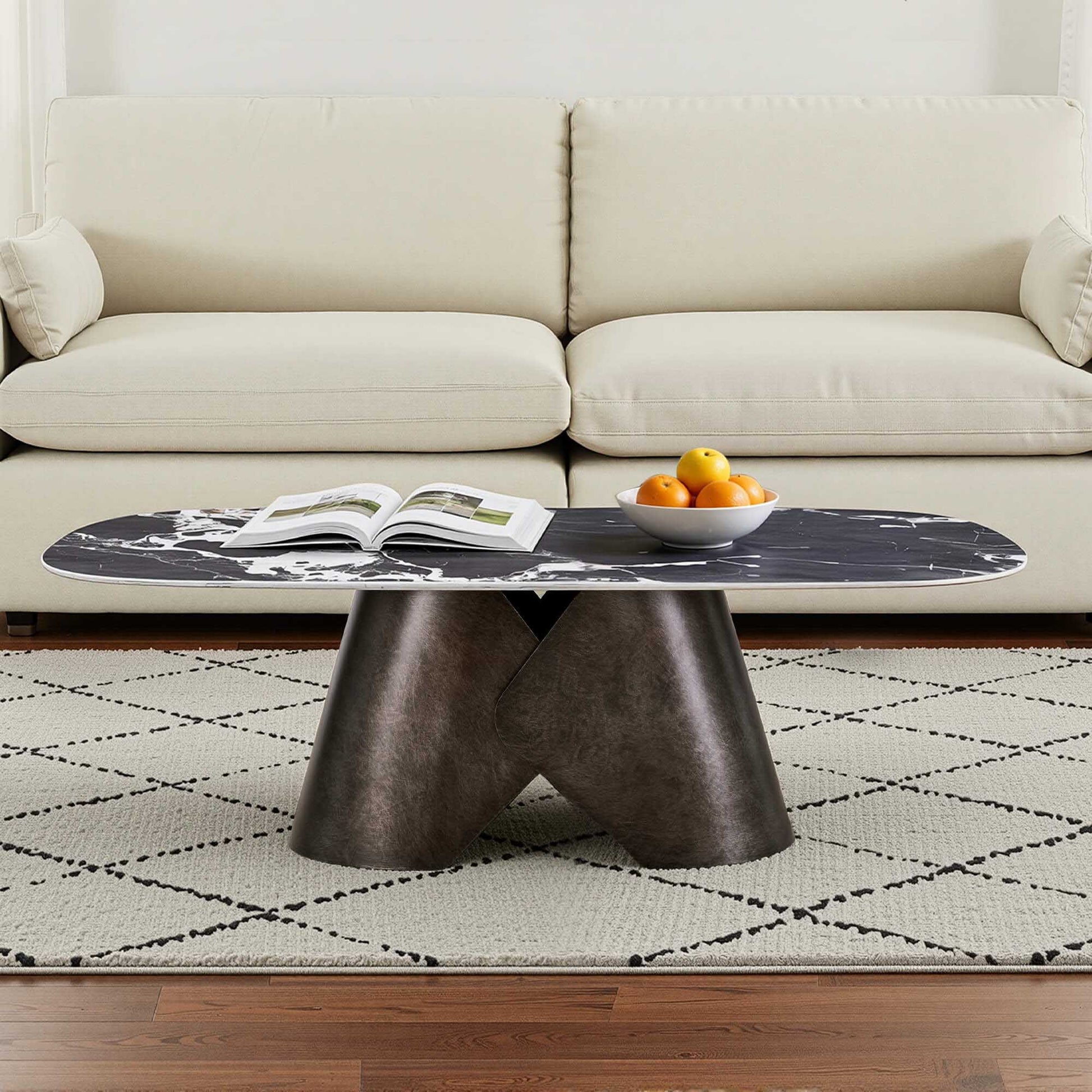 Aaron Midcentury Octagon Travertine Coffee Table - CHITA Living