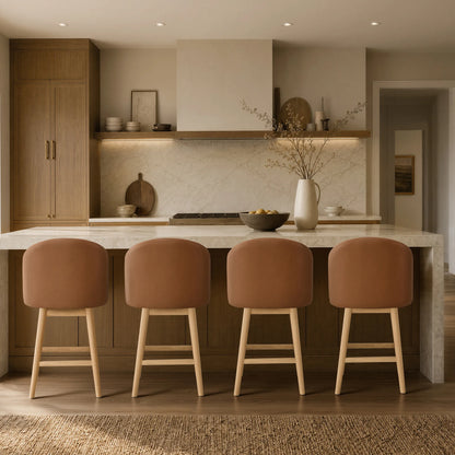 Nova Swivel Curved Counter Stool with Wood Leg (set of 2)