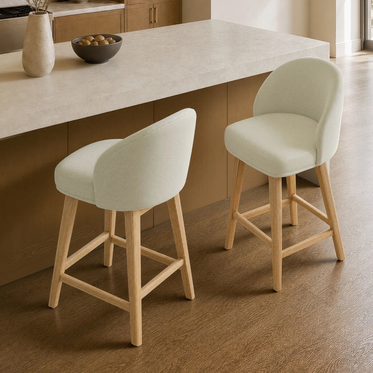 Nova Swivel Curved Counter Stool with Wood Leg (set of 2)