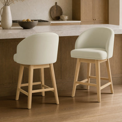 Nova Swivel Curved Counter Stool with Wood Leg (set of 2)