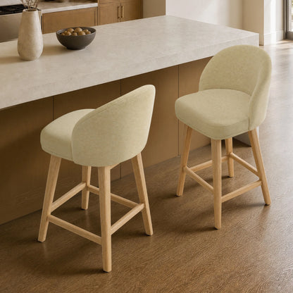Nova Swivel Curved Counter Stool with Wood Leg (set of 2)