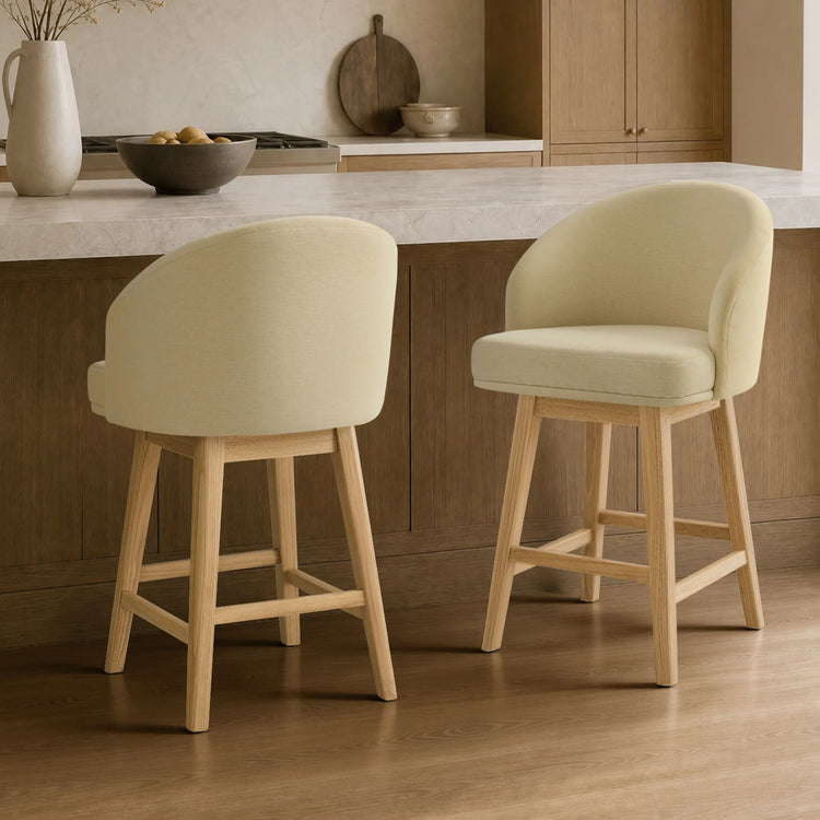 Nova Swivel Curved Counter Stool with Wood Leg (set of 2)