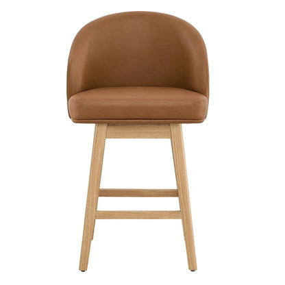 Nova Swivel Curved Counter Stool with Wood Leg (set of 2)