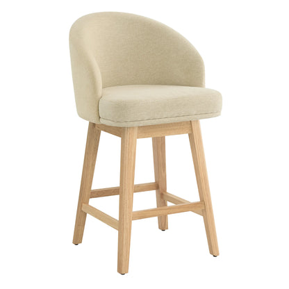 Nova Swivel Curved Counter Stool with Wood Leg (set of 2)
