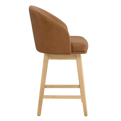 Nova Swivel Curved Counter Stool with Wood Leg (set of 2)