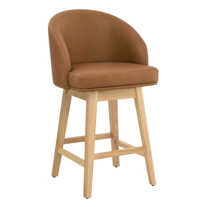 Nova Swivel Curved Counter Stool with Wood Leg (set of 2)