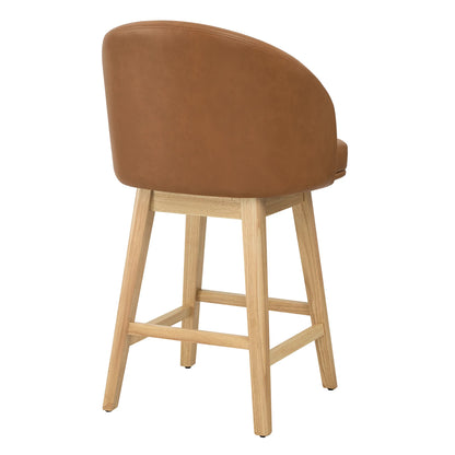 Nova Swivel Curved Counter Stool with Wood Leg (set of 2)