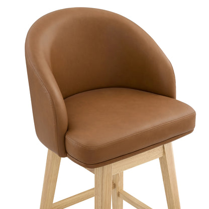 Nova Swivel Curved Counter Stool with Wood Leg (set of 2)