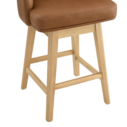 Nova Swivel Curved Counter Stool with Wood Leg (set of 2)