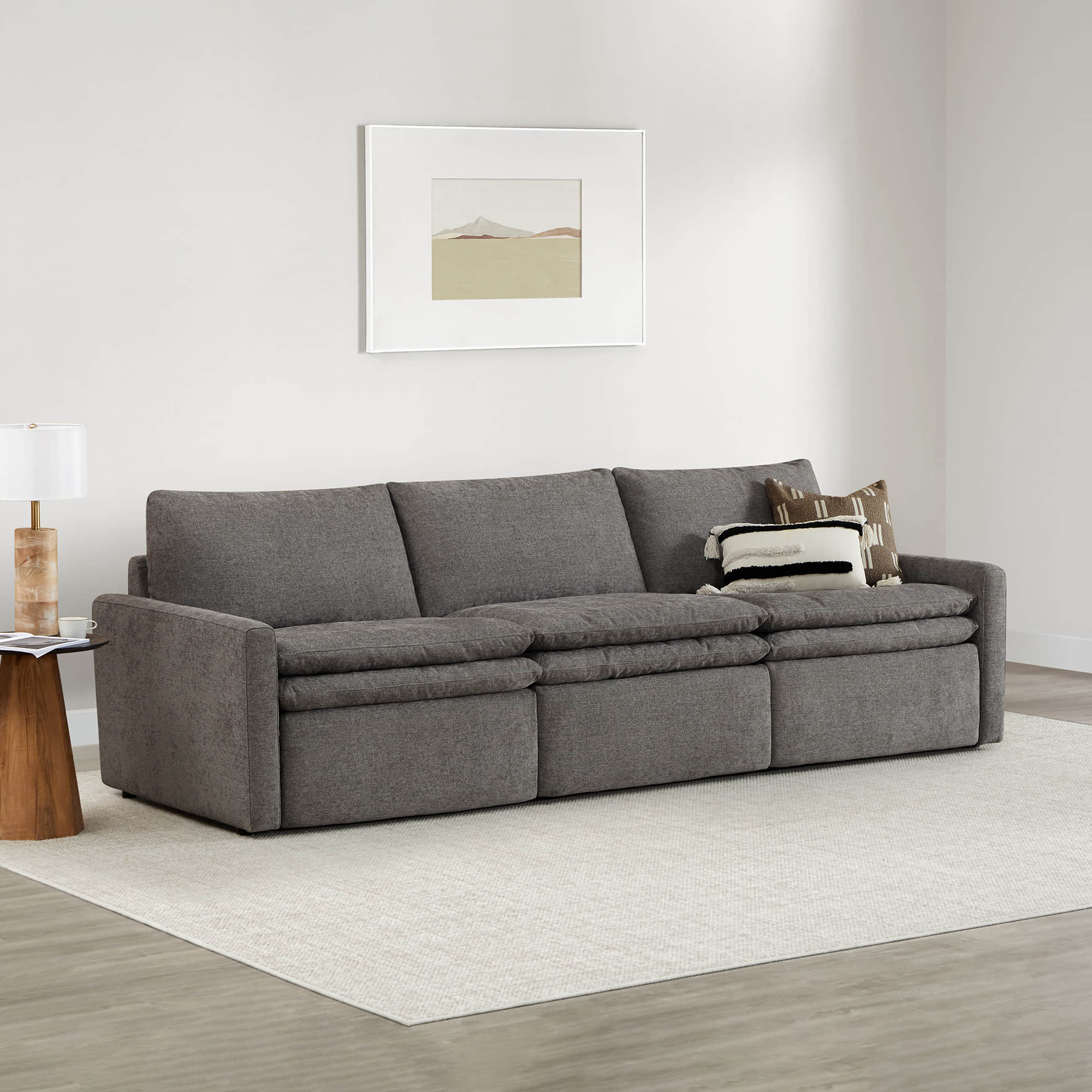 Ohana 3-Seat Motion Modular Sofa in grey with plush cushions and spacious seating - CHITA Living