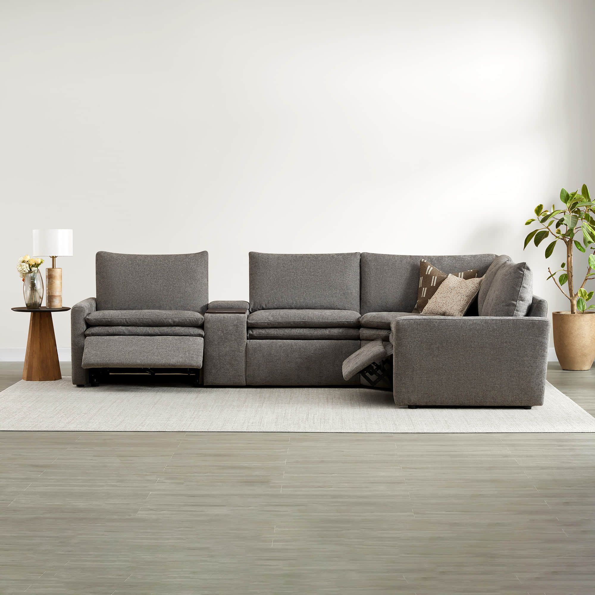 Grey Ohana 4-Seat Motion Modular Sofa with recliner, perfect for modern living - CHITA Living