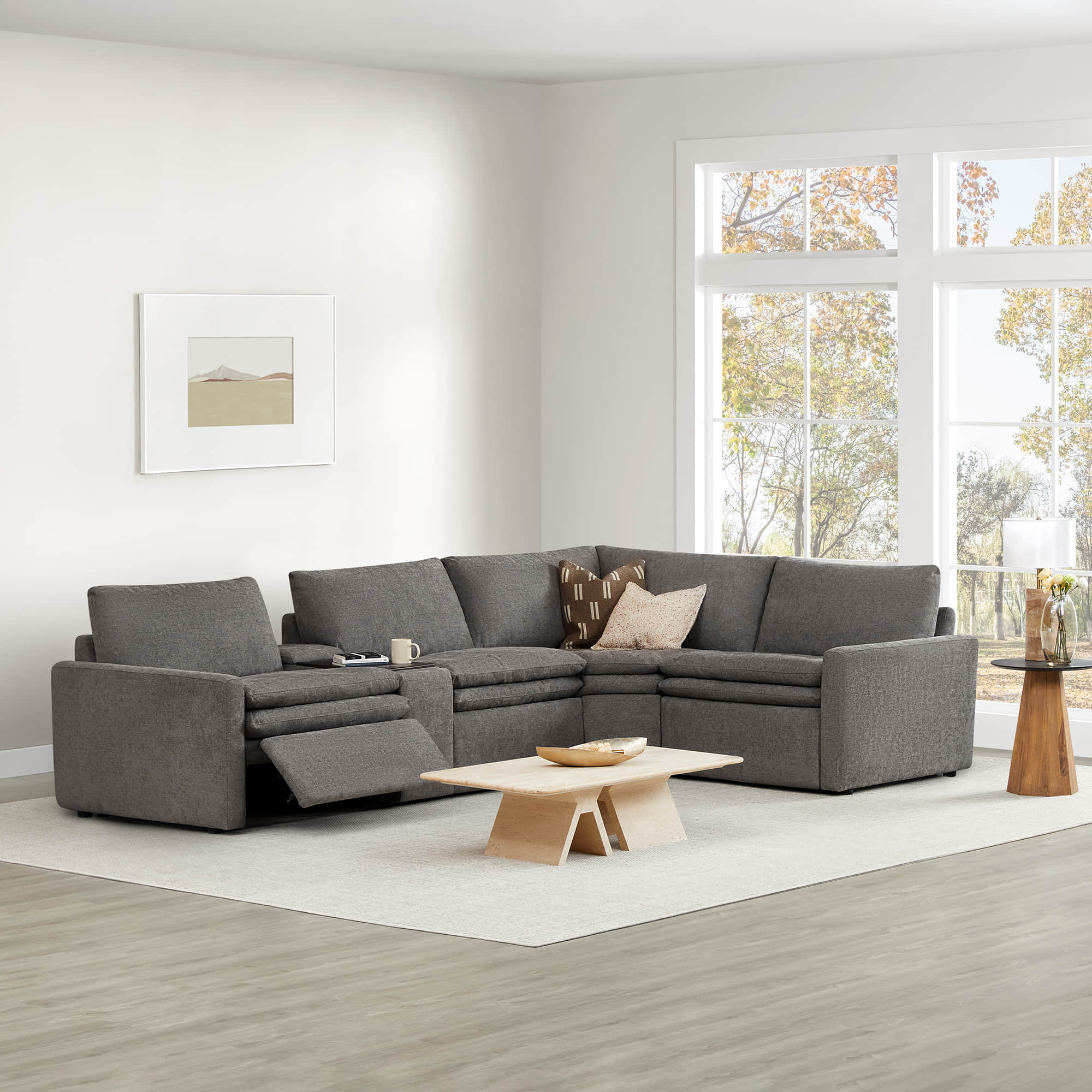 Grey Ohana 4-Seat Motion Modular Sofa with recliner in modern living room - CHITA Living