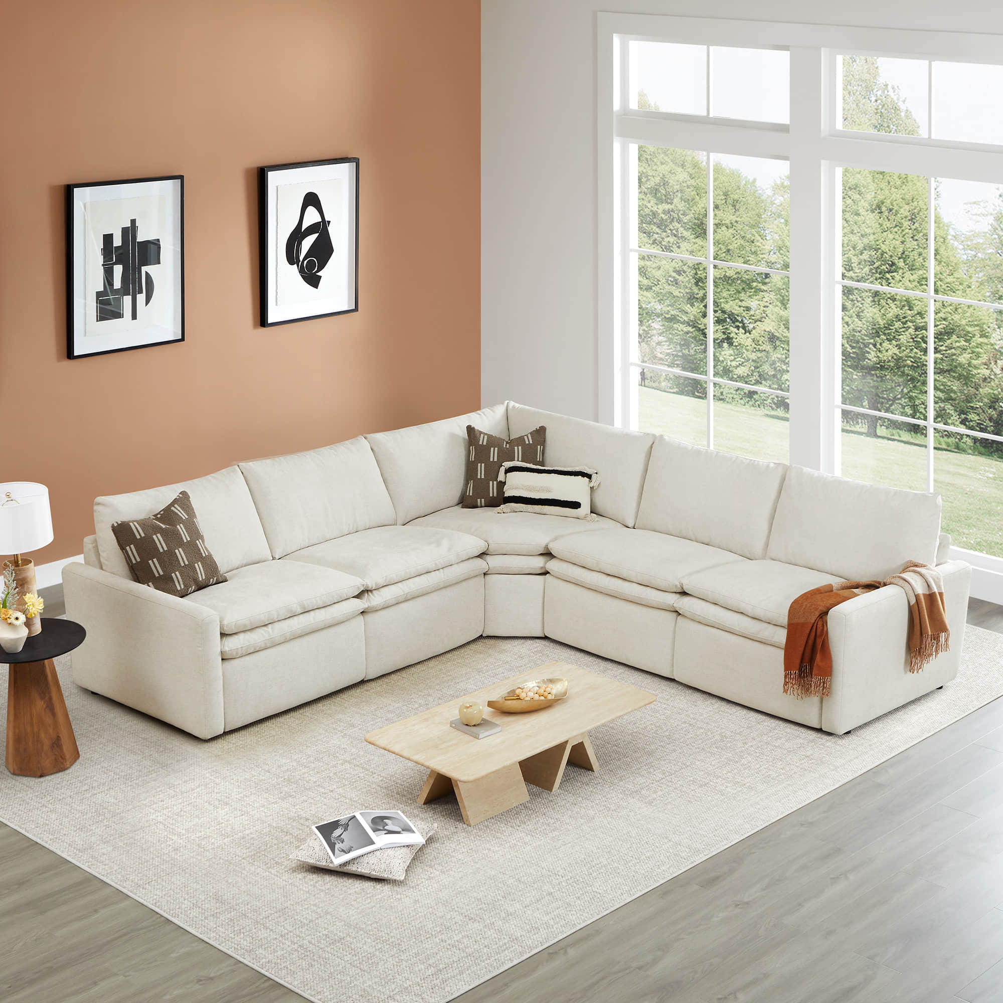 Ohana 5-seat motion modular sofa in soft beige, perfect for cozy living spaces - CHITA Living