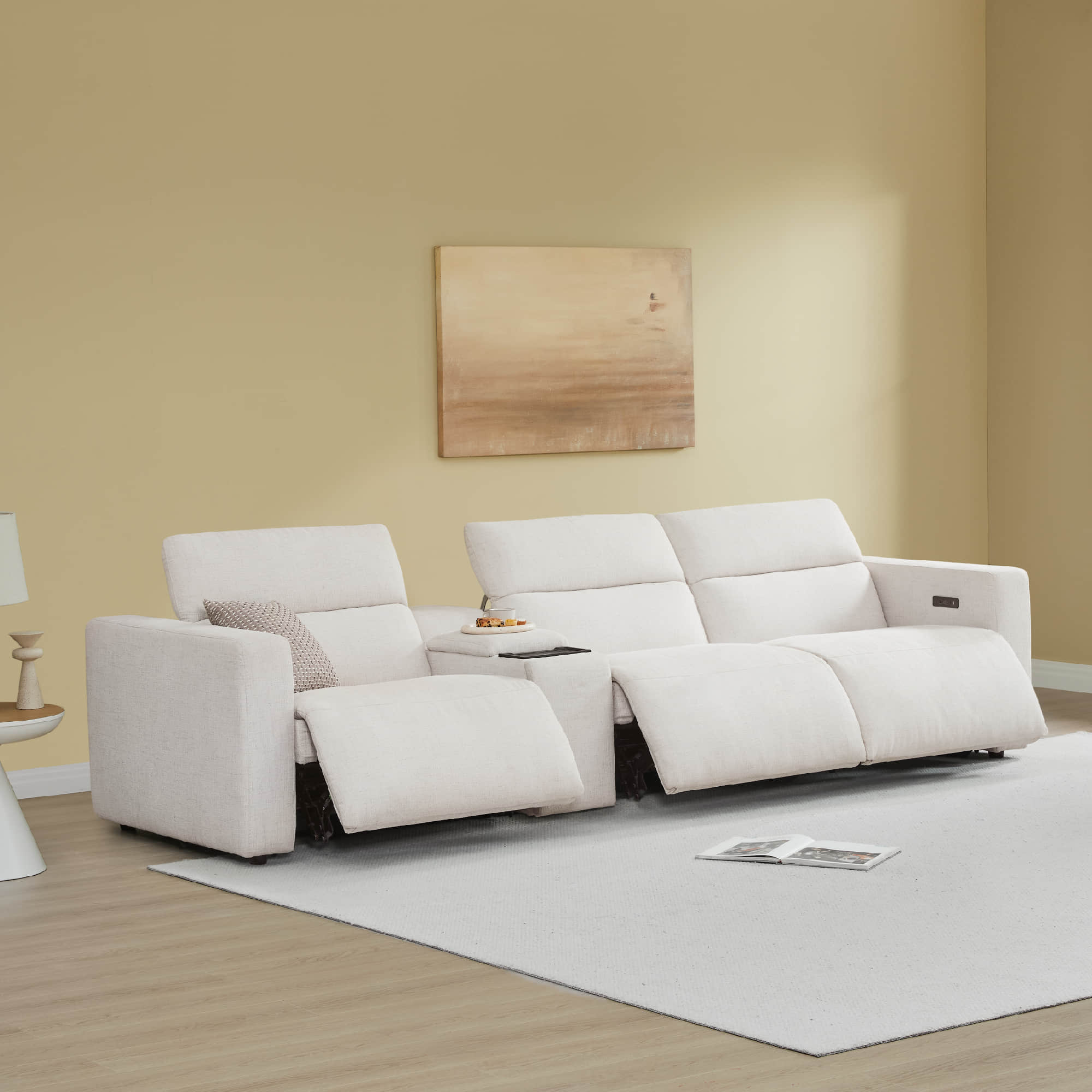 Oliver 3-Seat Wall-hugger Reclining Sectional Sofa with Power Headrest