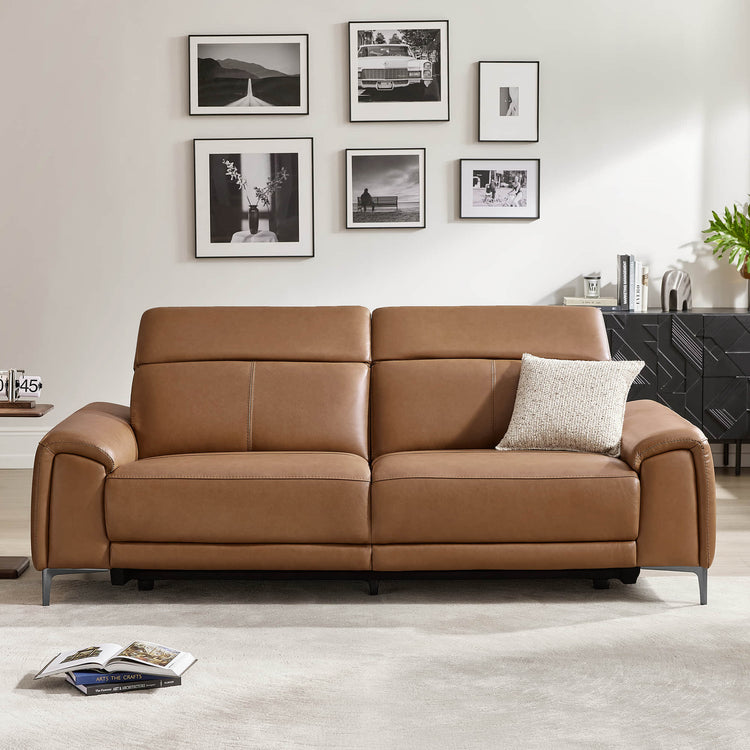 Owen Genuine Leather Reclining Sofa with Power Headrest