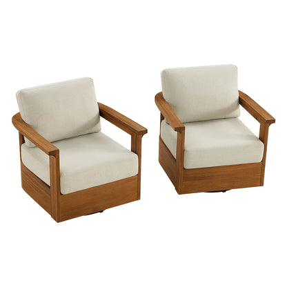 Raymond Modern Outdoor Acacia Wood Swivel Chair