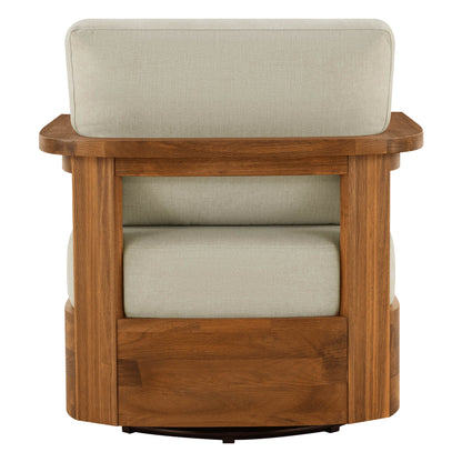 Raymond Modern Outdoor Acacia Wood Swivel Chair