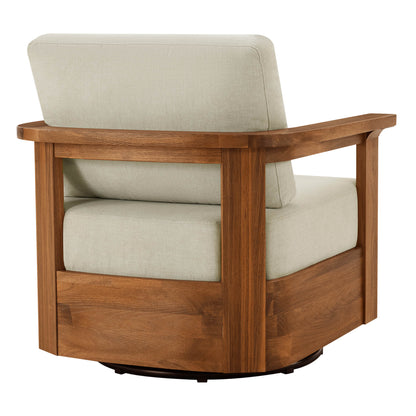 Raymond Modern Outdoor Acacia Wood Swivel Chair