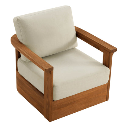 Raymond Modern Outdoor Acacia Wood Swivel Chair