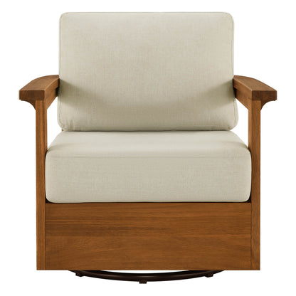 Raymond Modern Outdoor Acacia Wood Swivel Chair