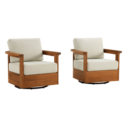 Raymond Modern Outdoor Acacia Wood Swivel Chair