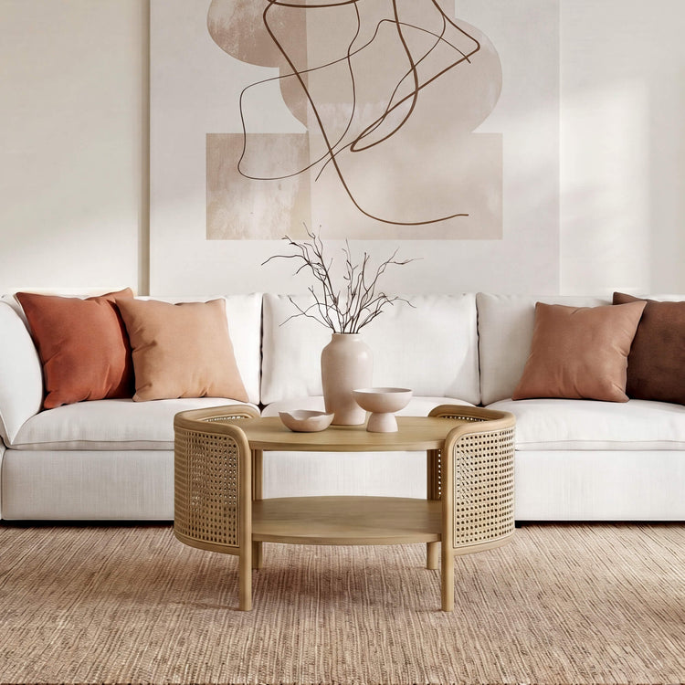 Renee Round Scandinavian Cane Coffee Table