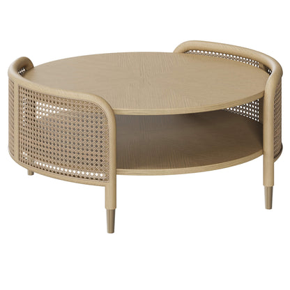 Renee Round Scandinavian Cane Coffee Table