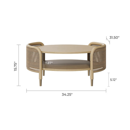 Renee Round Scandinavian Cane Coffee Table