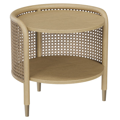 Renee Round Scandinavian Cane Side Table
