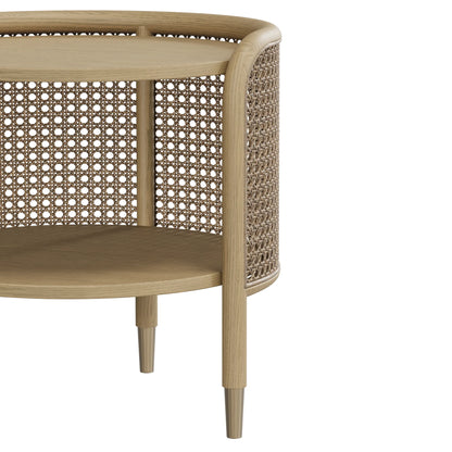 Renee Round Scandinavian Cane Side Table