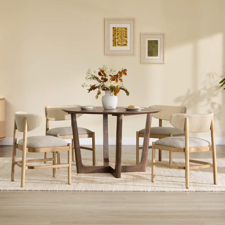 Rory Round Wood Cross-Base Dining Table Set