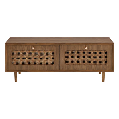 Rowan Ash Cane Storage Coffee Table with Two Drawers