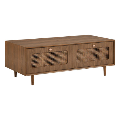 Rowan Ash Cane Storage Coffee Table with Two Drawers
