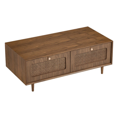 Rowan Ash Cane Storage Coffee Table with Two Drawers