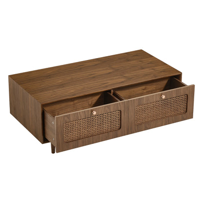 Rowan Ash Cane Storage Coffee Table with Two Drawers