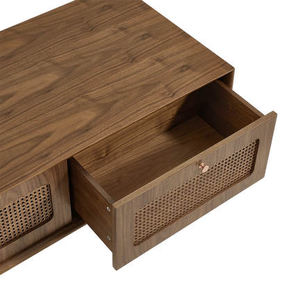 Rowan Ash Cane Storage Coffee Table with Two Drawers