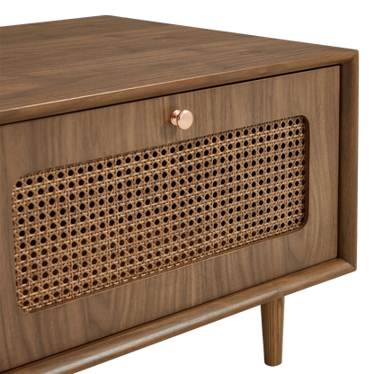 Rowan Ash Cane Storage Coffee Table with Two Drawers