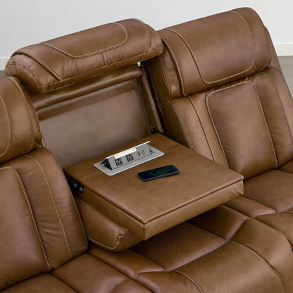Sable Super Zero-Gravity Power Reclining Sofa with Flip-Down Table
