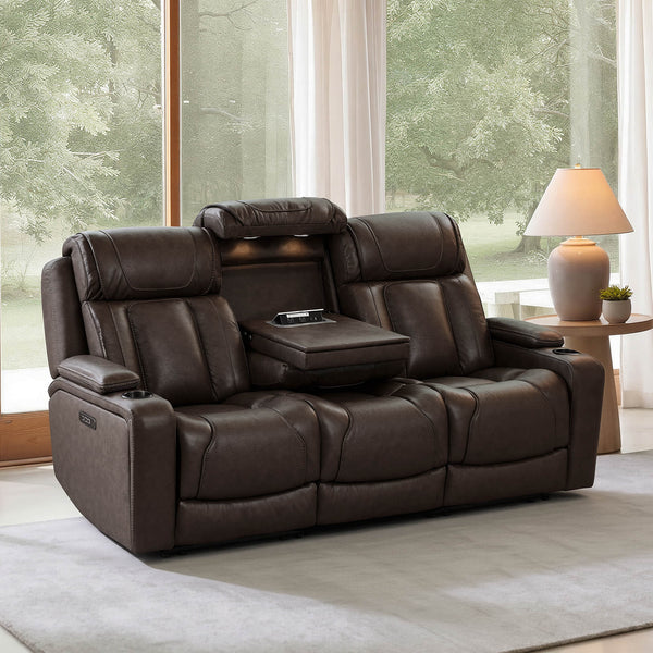 Sable Super Zero-Gravity Power Reclining Sofa with Reading Light & Drop-Down Table