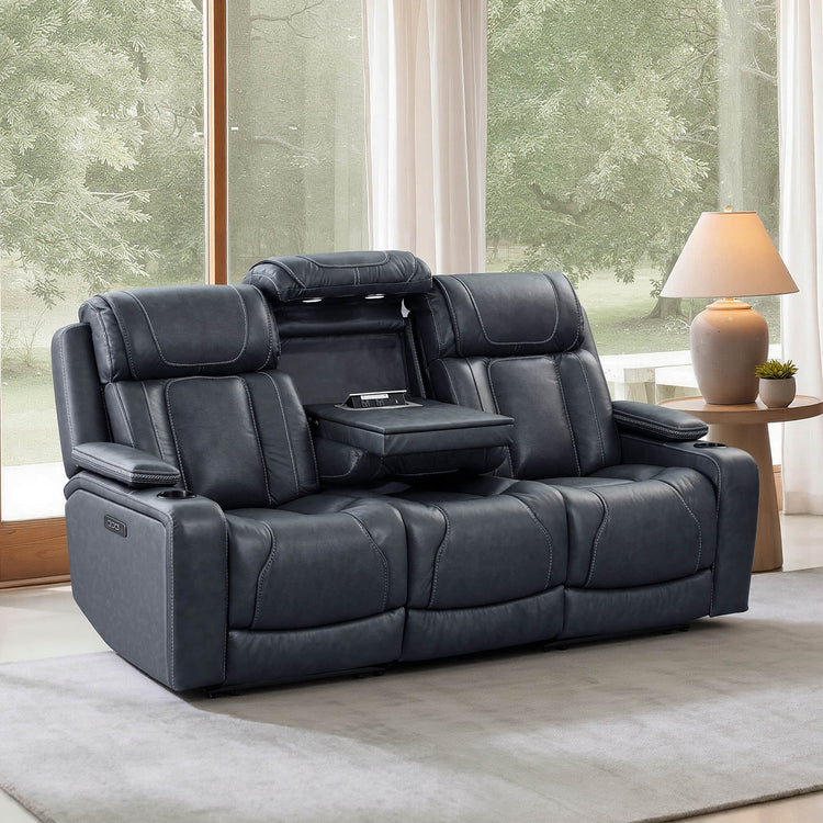Sable Super Zero-Gravity Power Reclining Sofa with Flip-Down Table