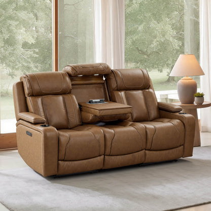 Sable Super Zero-Gravity Power Reclining Sofa with Flip-Down Table