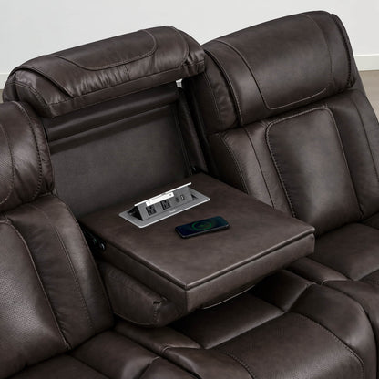 Sable Super Zero-Gravity Power Reclining Sofa with Flip-Down Table